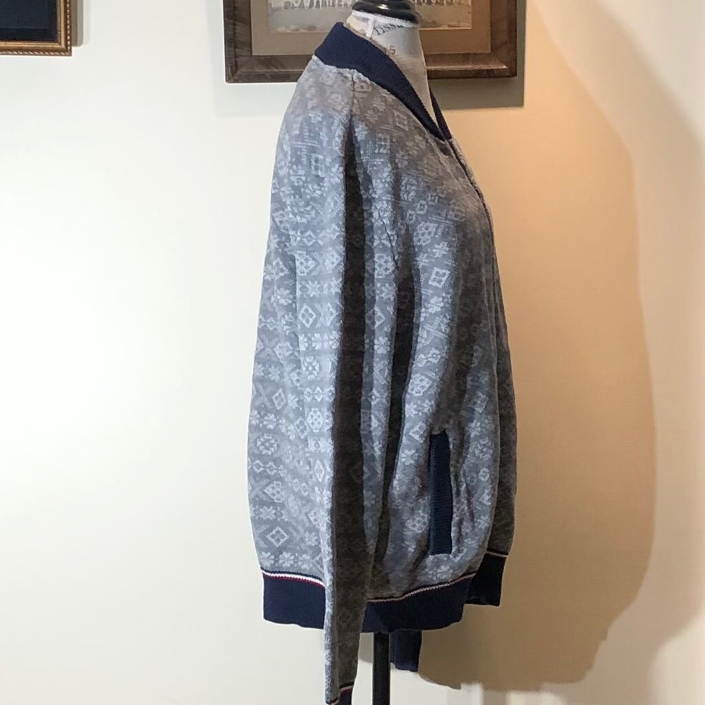 Tommy Hilfiger White & Gray Knit Zip Cardigan XL - Picture 2 of 13